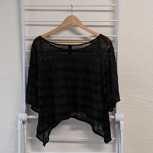 Sheer Black Striped Lace Top